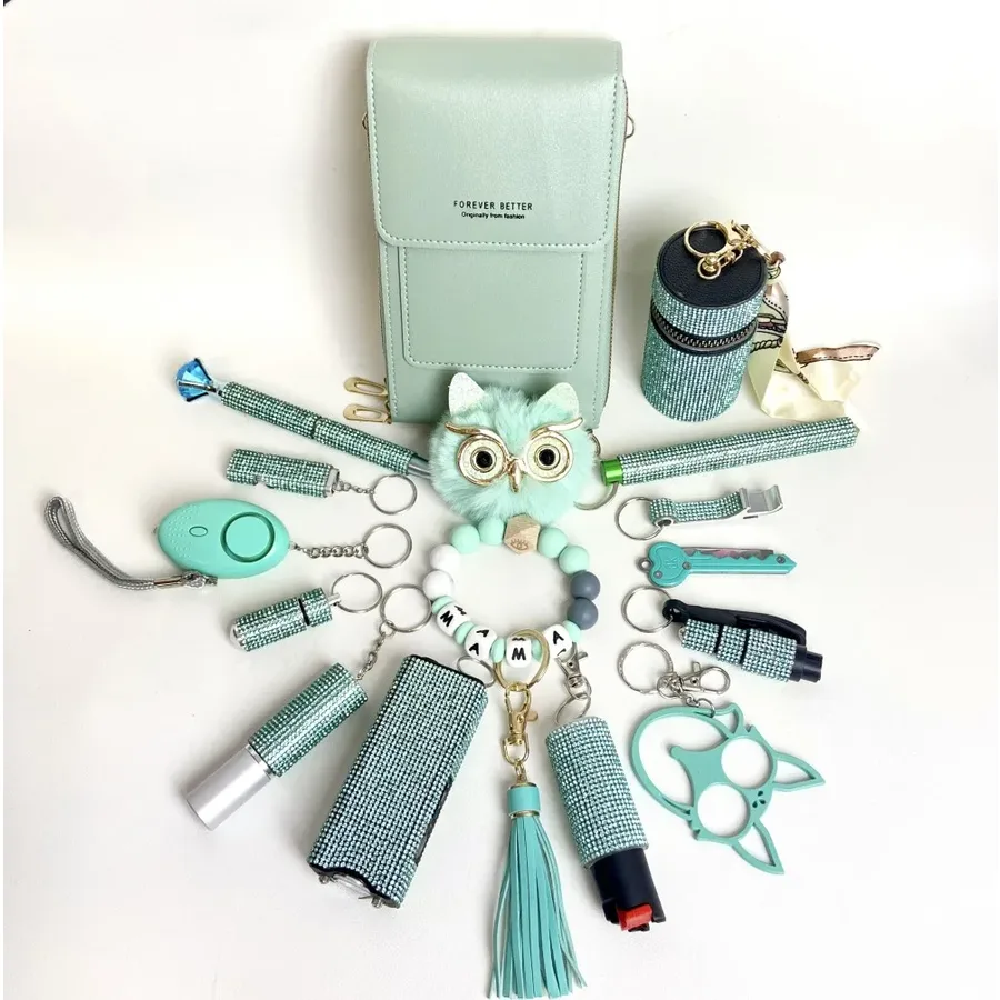 16-Piece All-teal Safety Keychain Set