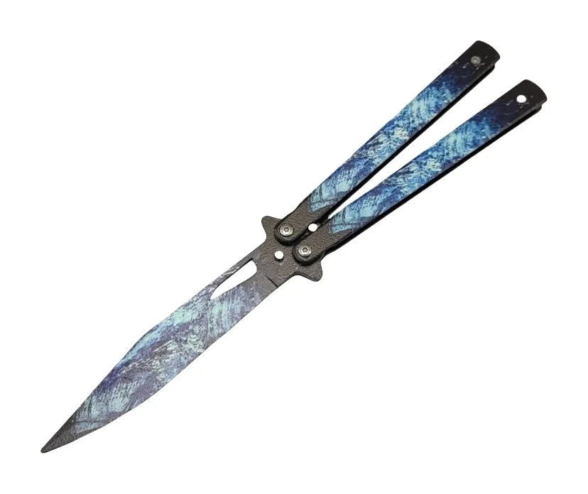 Single-pointed Endless Deep Sea Blue Unsharpened Butterfly Knife Training