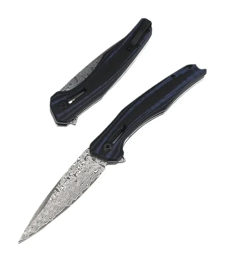 Zero Error 0707 Damascus Steel Knife New Black And Blue Outdoor Folding Knife Portable Folding Knife