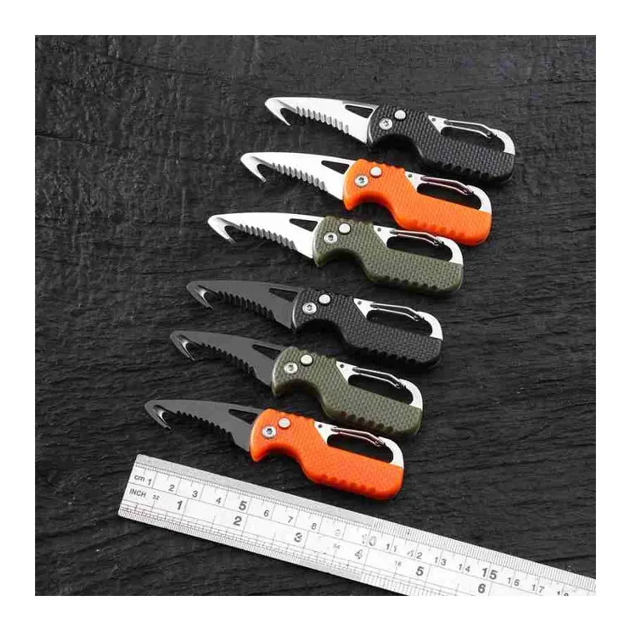 Portable Multifunctional Express Parcel Knife, Keychain, Serrated Hook, Carry-on Unpacking, Emergency Survival Tool Box Opener
