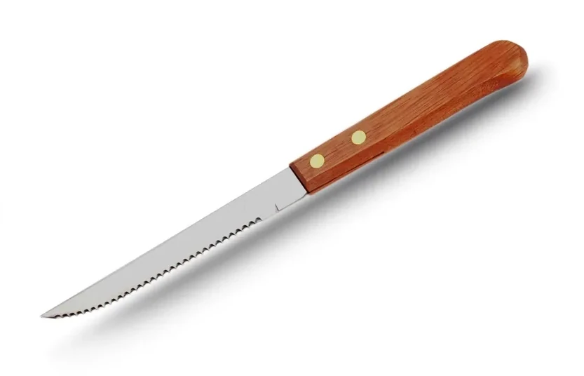 Stainless Steel Serrated Knife With Practical Wooden Handle And Plastic Handle