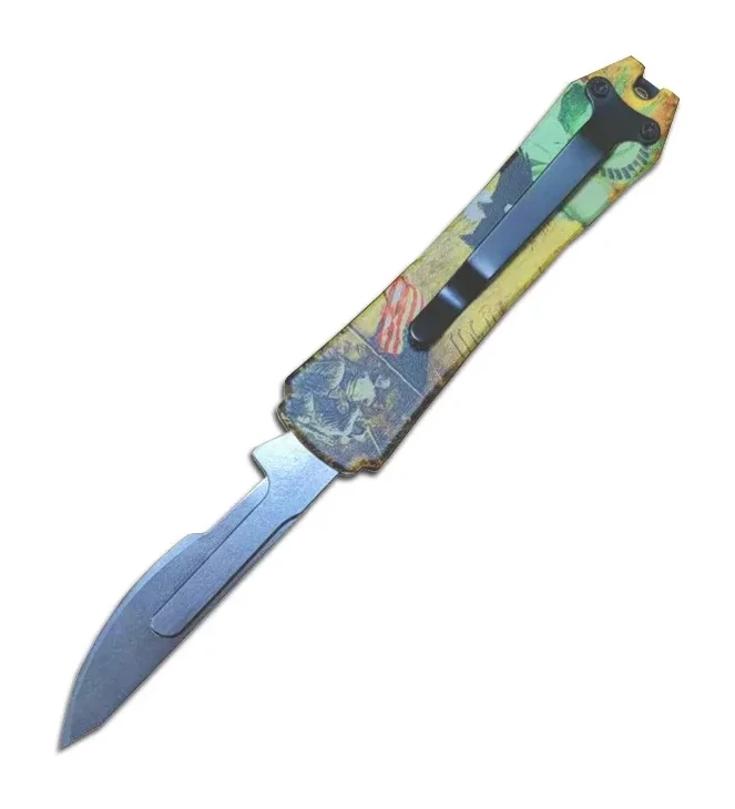 Mini OTF Surgery Knife, Removable Blade,Pocket EDC Keychain Knives--sbm