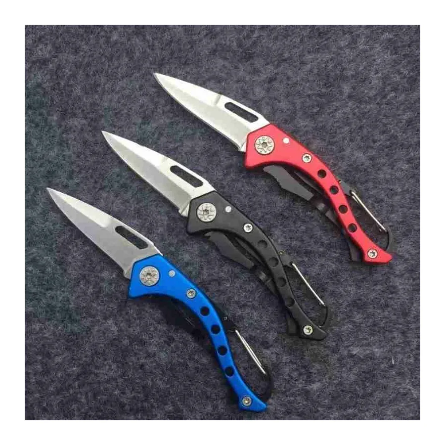 Survival Knife Mini Portable Fold Camping Tactical Folding Pocket Ring Outdoor Tools Hunting EDC Stainless Steel Key