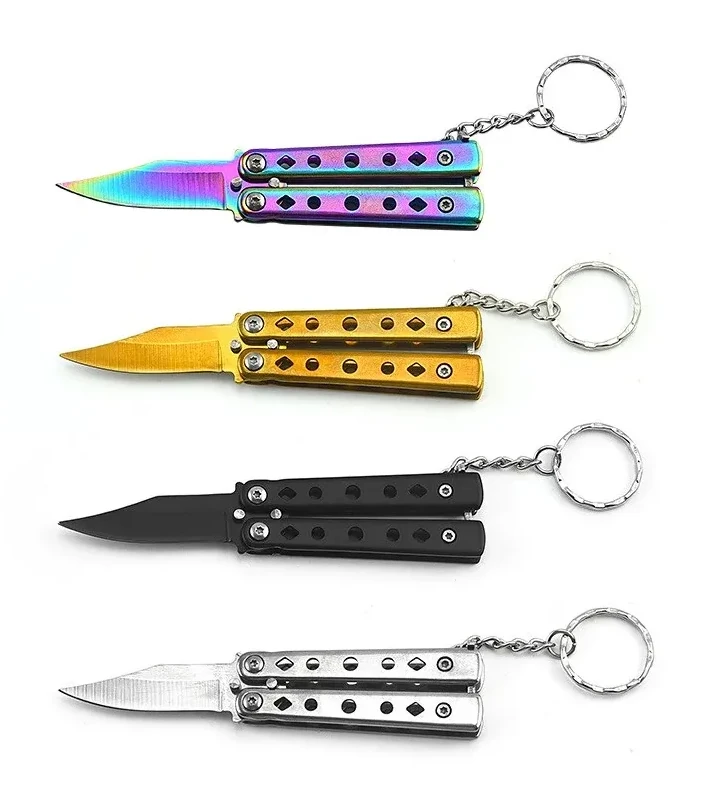 Stainless Steel Sharp Blade Training Tool Folding Keychain Knife Outdoor Camping Gear Hiking Travel Play Gadget Gift For Men