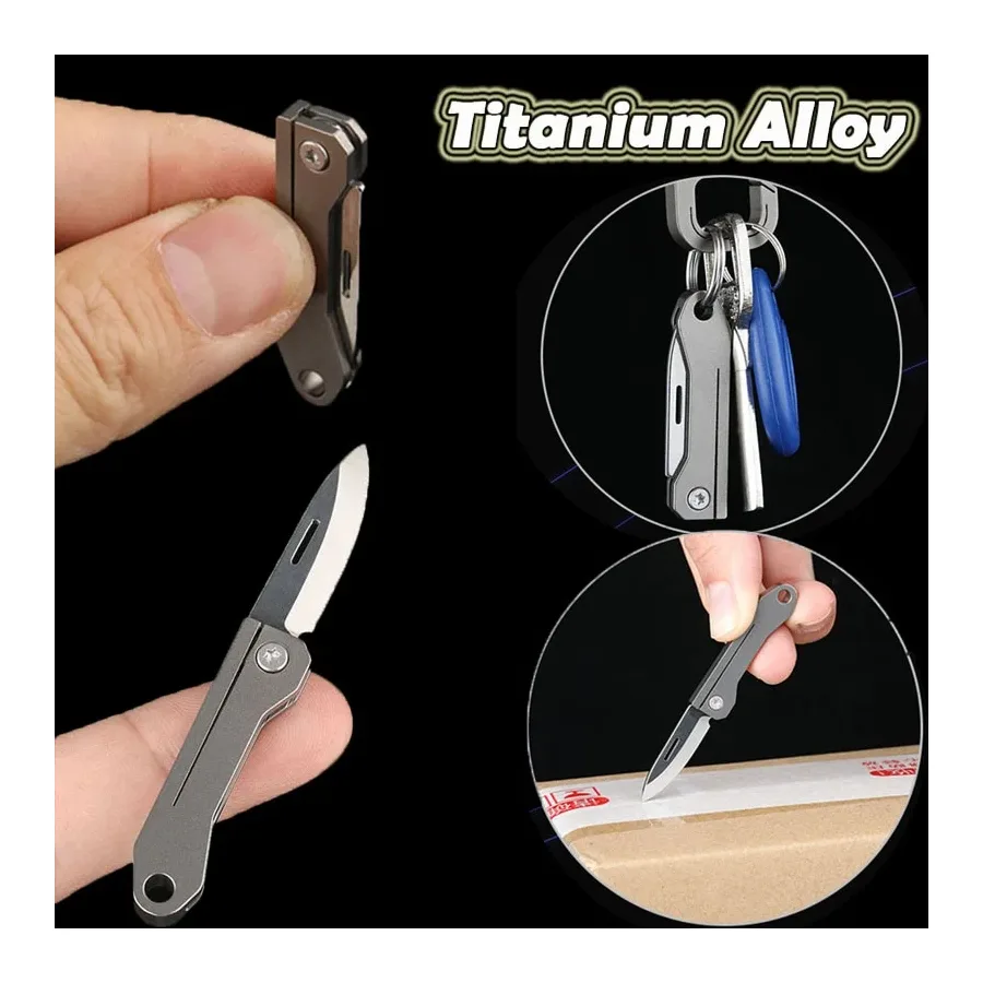Titanium Alloy Mini Folding Knife EDC Portable Keychain Pendant Knife Express Unpacking Pocket Knife Gift EDC Tool