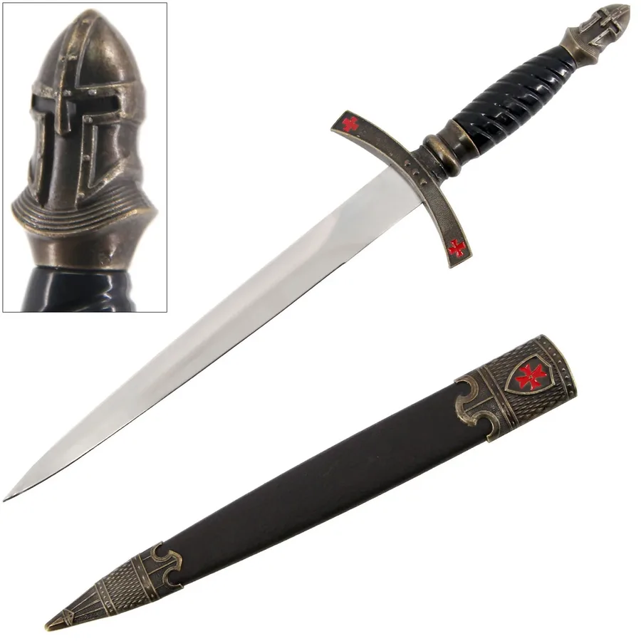 Knights Helm Crusader Dagger With Sheath