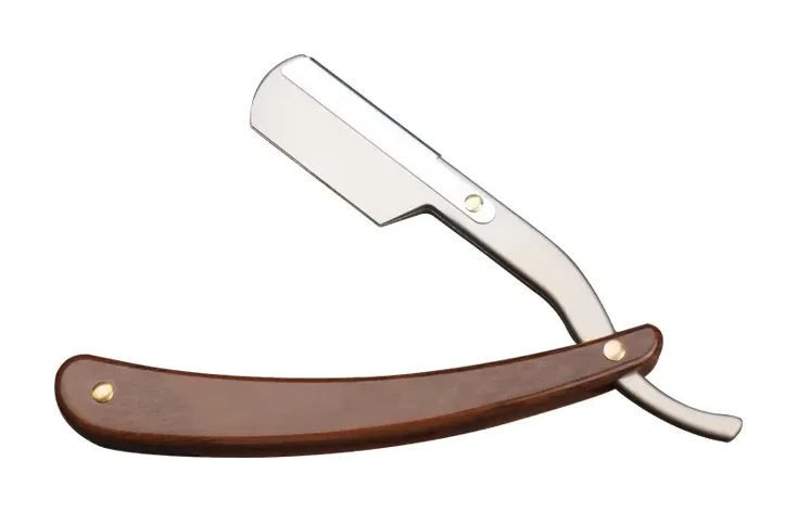 Wooden Handle Straight Razor Grooming Tool