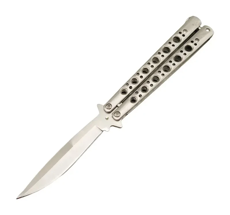 Bm 42 Balisong Knife Butterfly Knife Spring Latch Silver