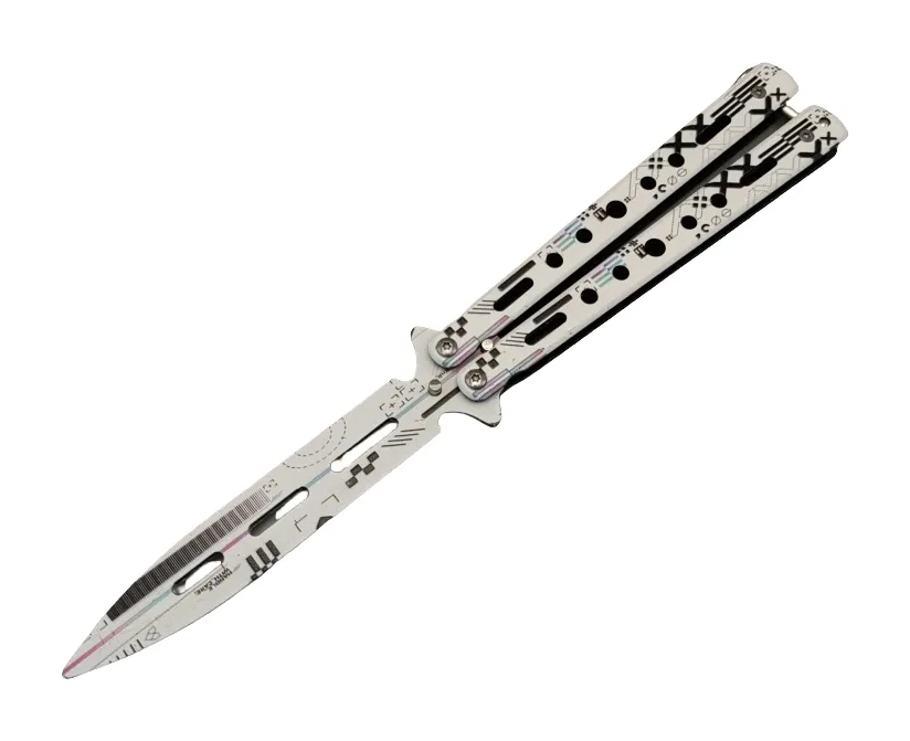 Double Tip Printed Set White Unsharpened Butterfly Knife Training