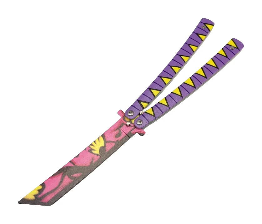 National Master Demon Slayer Butterfly Knife, Purple Pink Butterfly Training Knife