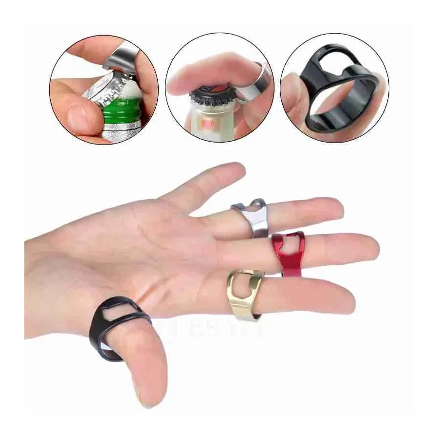 1pcs Portable Multi-function Tactical Finger Ring Bottle Opener Stainless Steel Magic Ring For Outdoor EDC Tool Gift