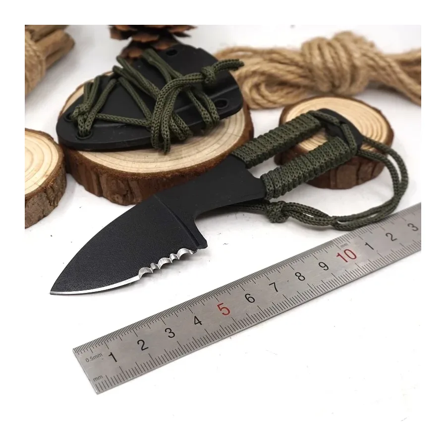 Neck Knife Fixed Blade Hunting Pocket Outdoor Knife Half Sawtooth Tactical Survival Knives 3cr13 Blade Camping EDC Multi Tools