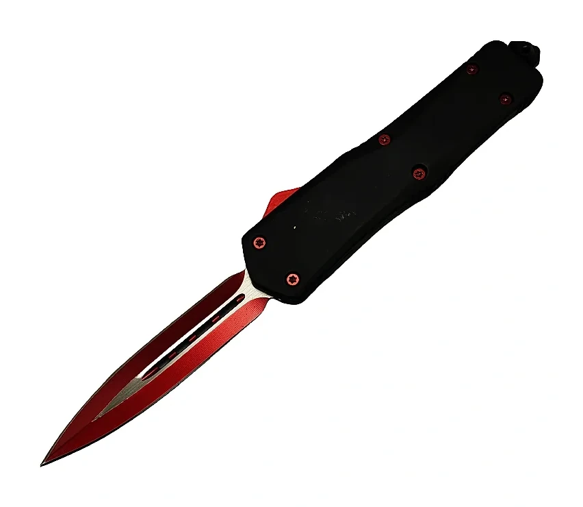 5.5 Inch Classic Smooth Handle/red Blade OTF Knife