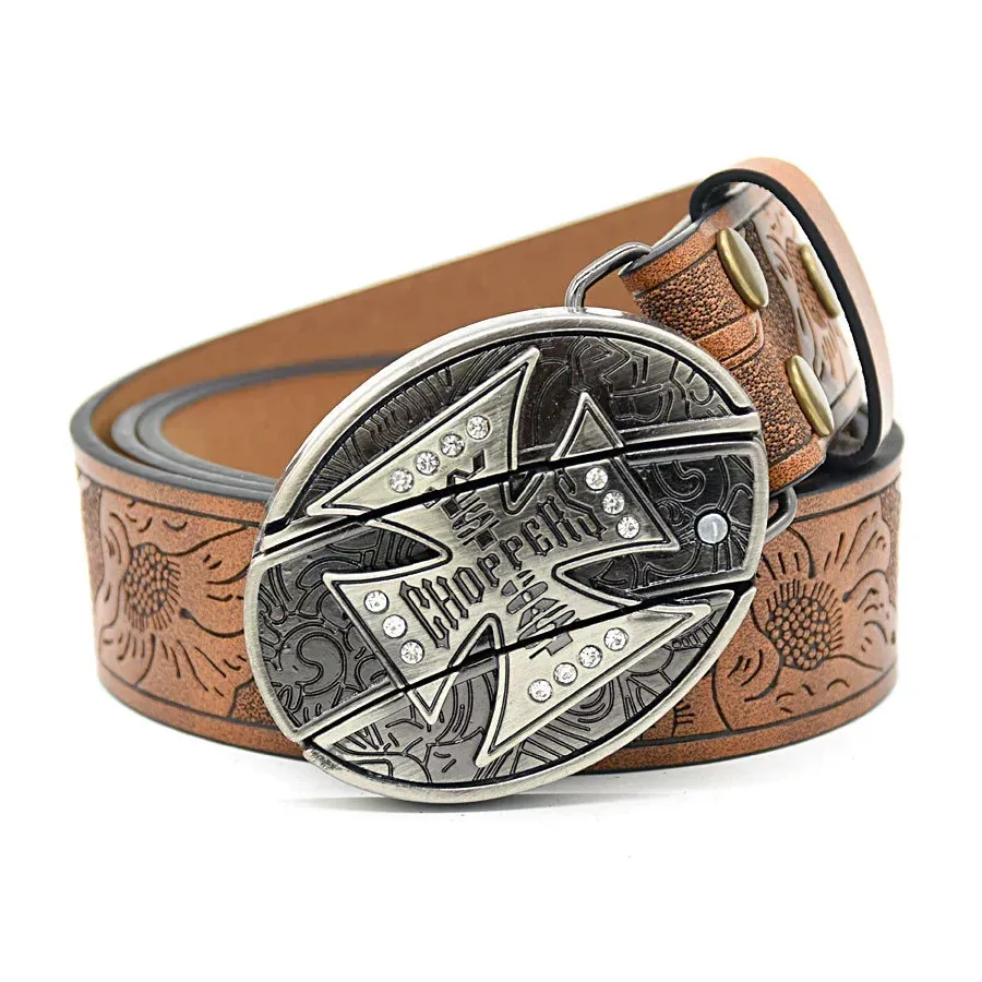 Belt Buckle Knife-large Cross Knife Buckle Embossed Brown