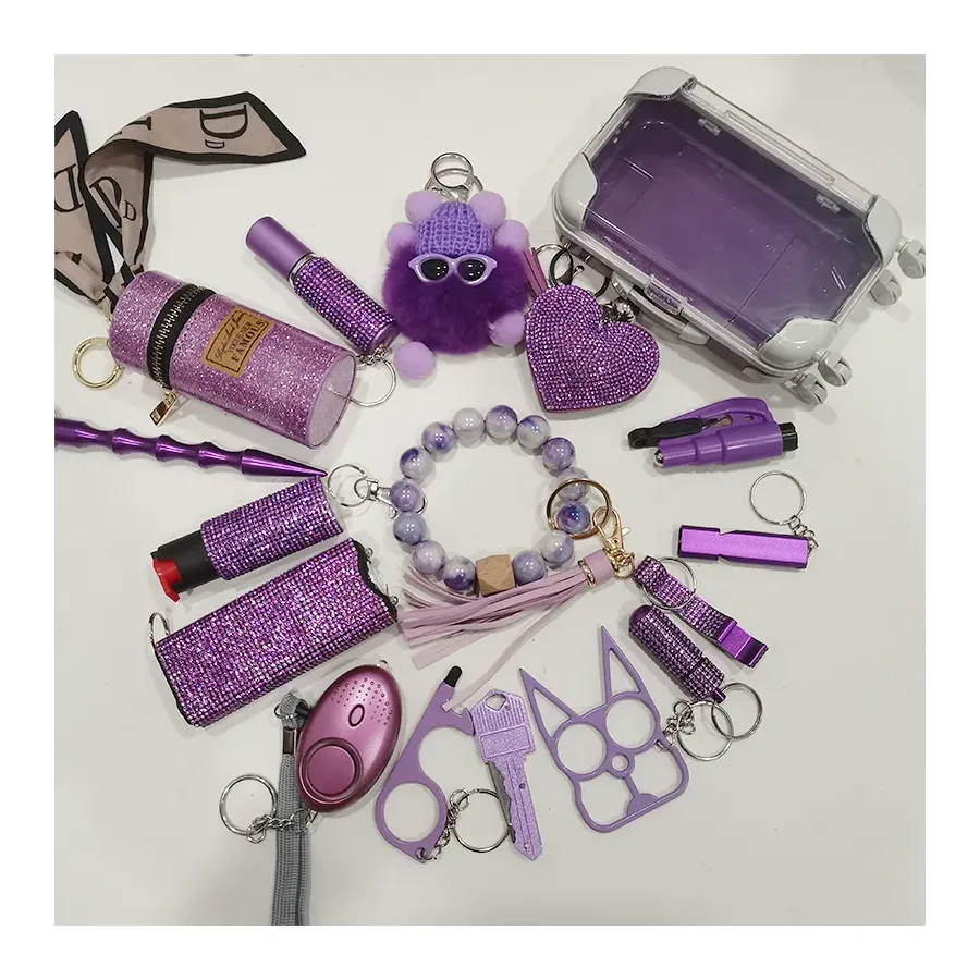 17-Piece Purple Keychain Set