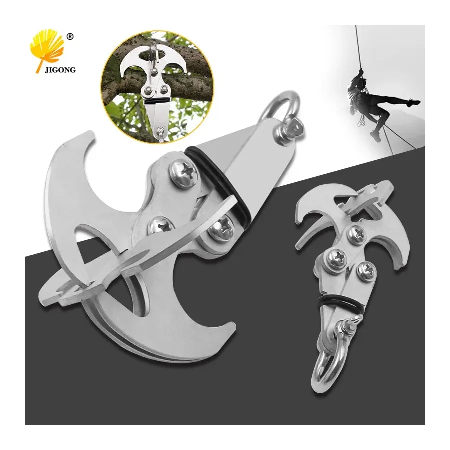 Stainless Steel Survival Folding Grappling Hook Multifunctional Outdoor Climbing Claw Carabiner Travel Rescue Tool Climbing Tool