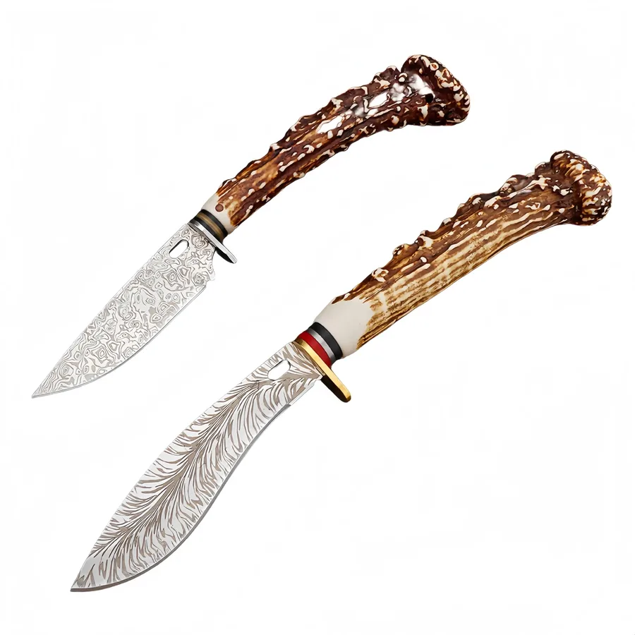 Damascus Knife Mongolian Small Straight Knife