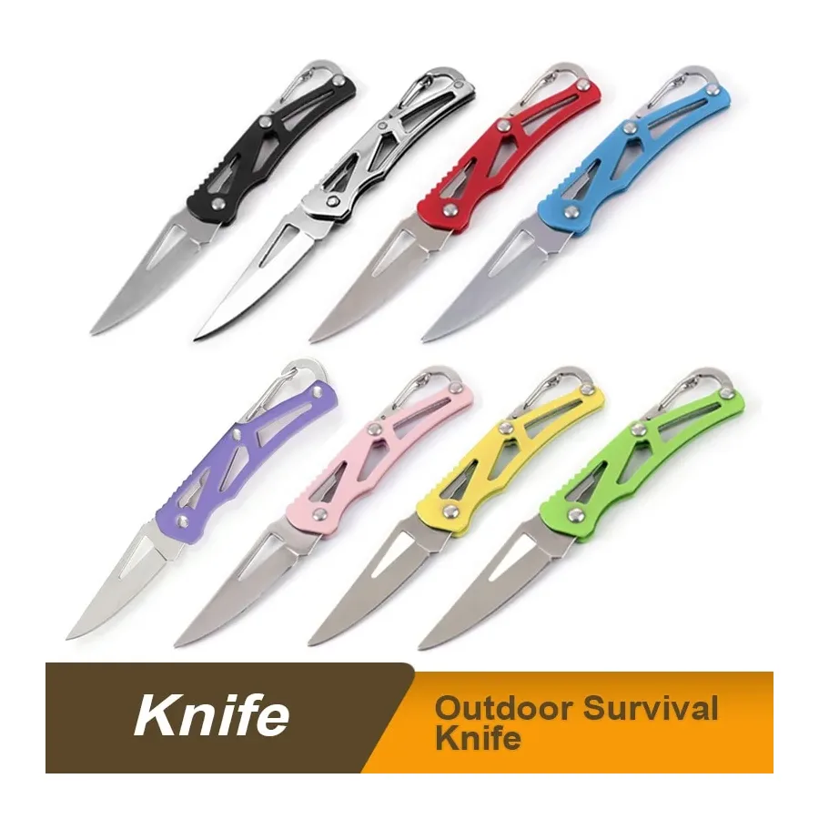 Stainless Steel Blade Shaped Knife Outdoor Camping Self Defense Emergency Survival Knife Tool Folding Portable Key Knife