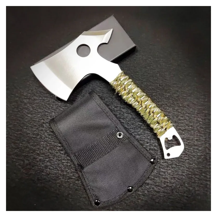 Multifunctional Survival Axe Bottle Opener Tied With Seven-core Camouflage Parachute Camping Axe