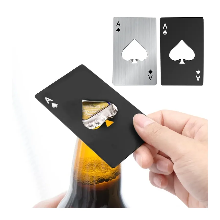 1pcscredit Card Bottle Opener Creative Pocket Stainless Steel Can Opener Bottle Picker Beer Wine Beer Opener Poker Black Peach A