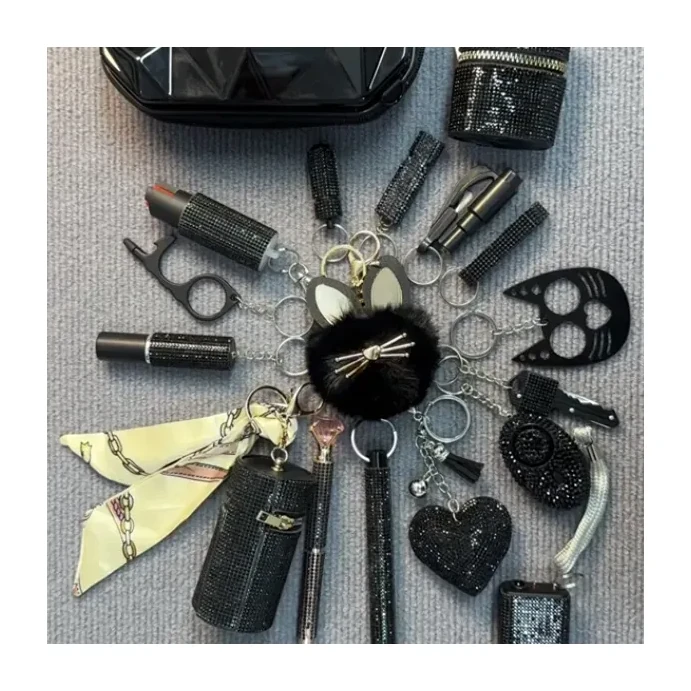 18-Piece Black Safety Keychain Set