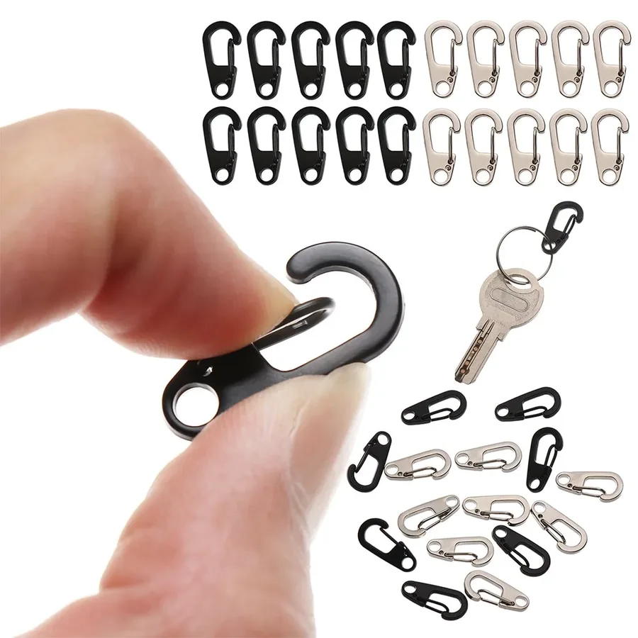 2/4pcs D Carabiner D-ring Key Chain Spring Clips Mini Aluminium Alloy Hang Buckle Survival EDC Gear Outdoor Camping Keyring Tool