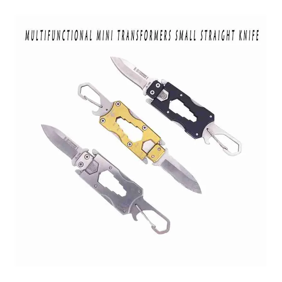 Outdoor Multifunctional Mini Transformers Small Straight Knife New Creative Self-defense Knife Key Tea Knife