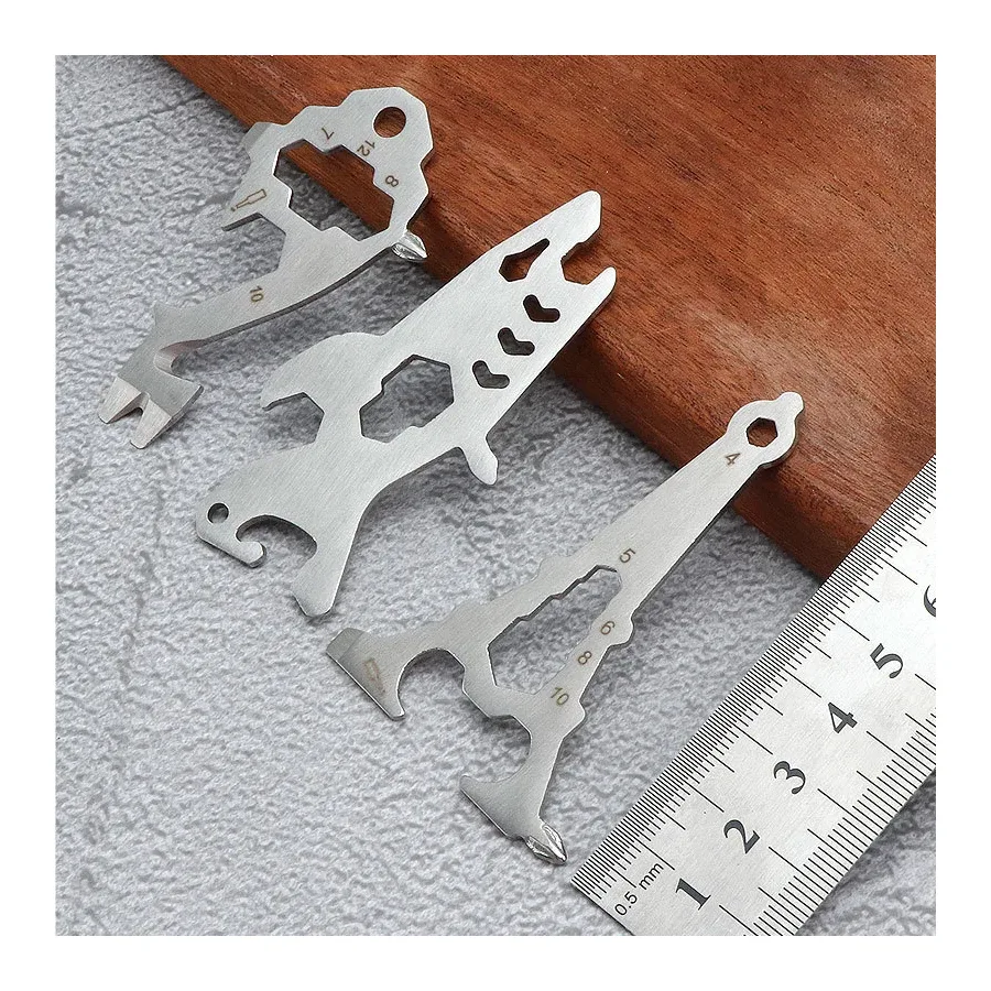 Keychain Bottle Opener Camping Stainless Steel Creative Tool Card
