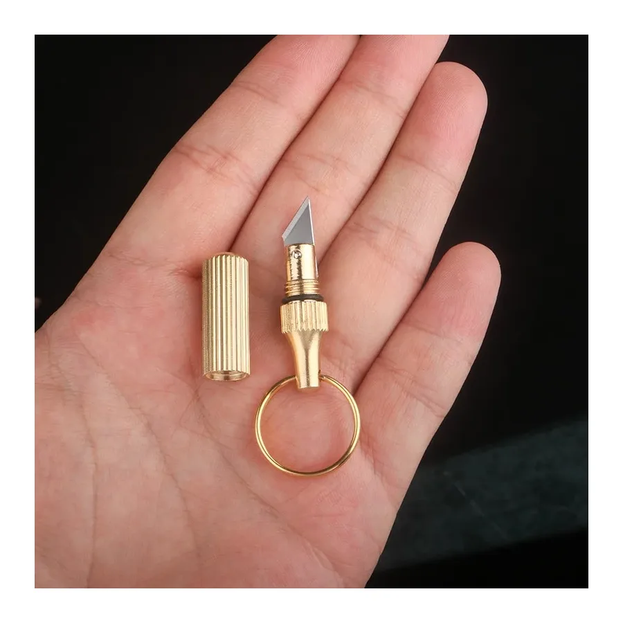 1pcs Mini Brass Capsule Pocket Knife Portable Utility Knifes Survival Knife Keychain Pendant Gadget Letter Package Opener
