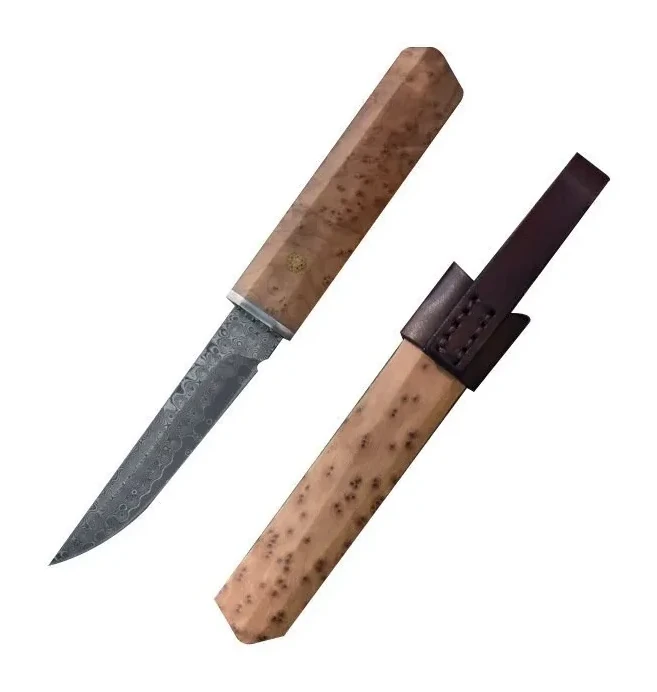 Forged Damascus Steel Knife With High Hardness And Portable Handle