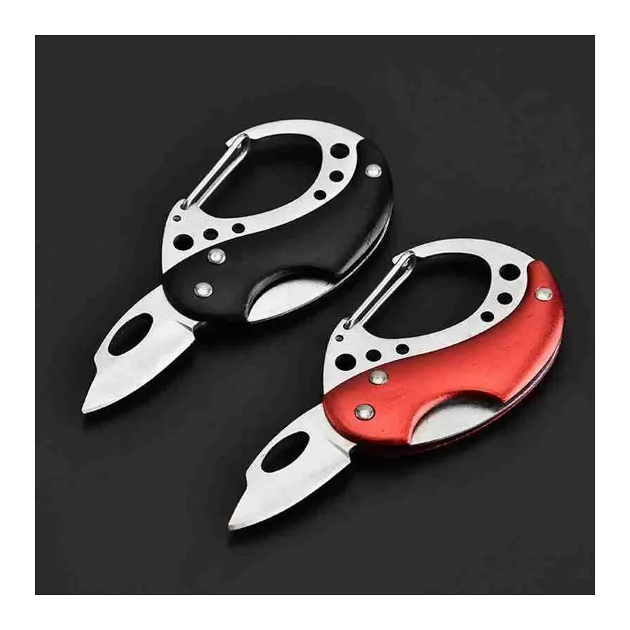 Cutting Tool Survival Carabiner Snap Mini Knife Spring Clip Camping Hiking Hook Backpack Tactical Buckle Clipkey Ring Keychain