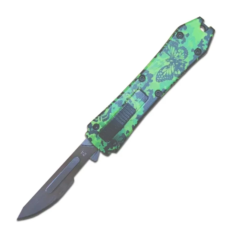 Mini OTF Surgery Knife, Removable Blade,Pocket EDC Keychain Knives--sbm