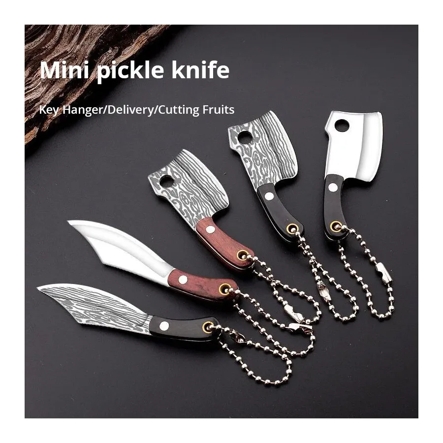3pcs Stainless Steel Knife Mini Vegetable Knife Implies Wealth Knife Disassembly And Delivery Non Folding Creative Pendant Knife