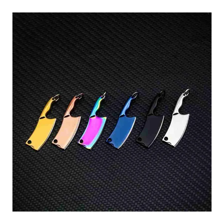 Stainless Steel Multiple Colour Sharpened Blade Tiny Mini Knife Palm Kitchen Knife Key Decoration Tool Envelope Opener Key Ring