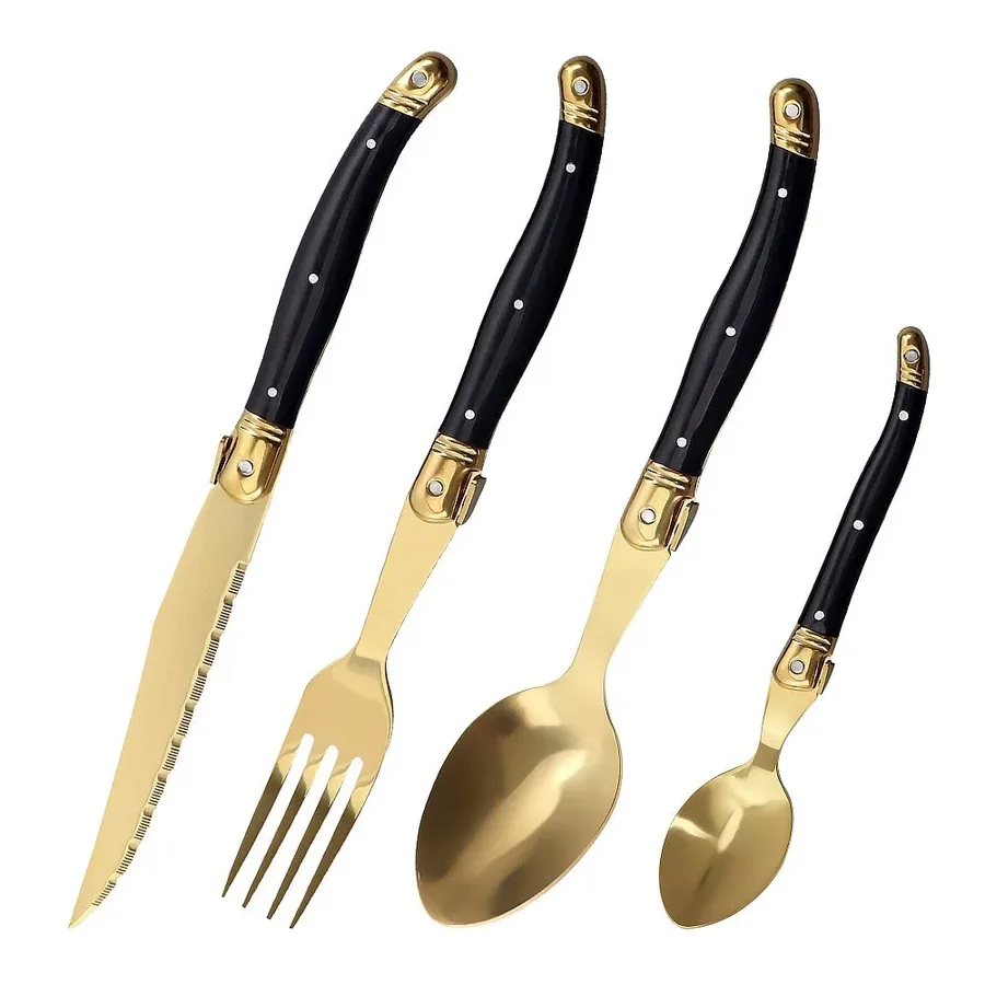 Stainless Steel Cutlery Plastic Handle Steak Knife ,Fork, Spoon, Daily Western Cutlery Homes Four-piece Set
