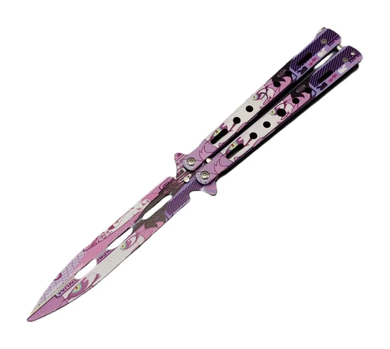 Square Head Love Pink Unsharpened Butterfly Knife Training