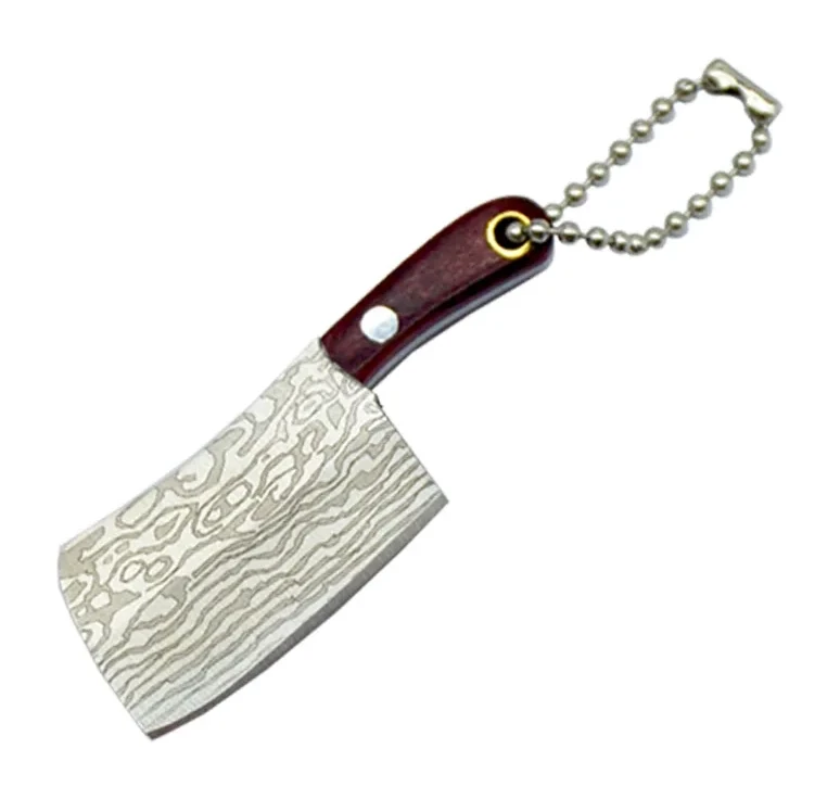 Damascus Mini Fixed Blade Keychain Knife Collection