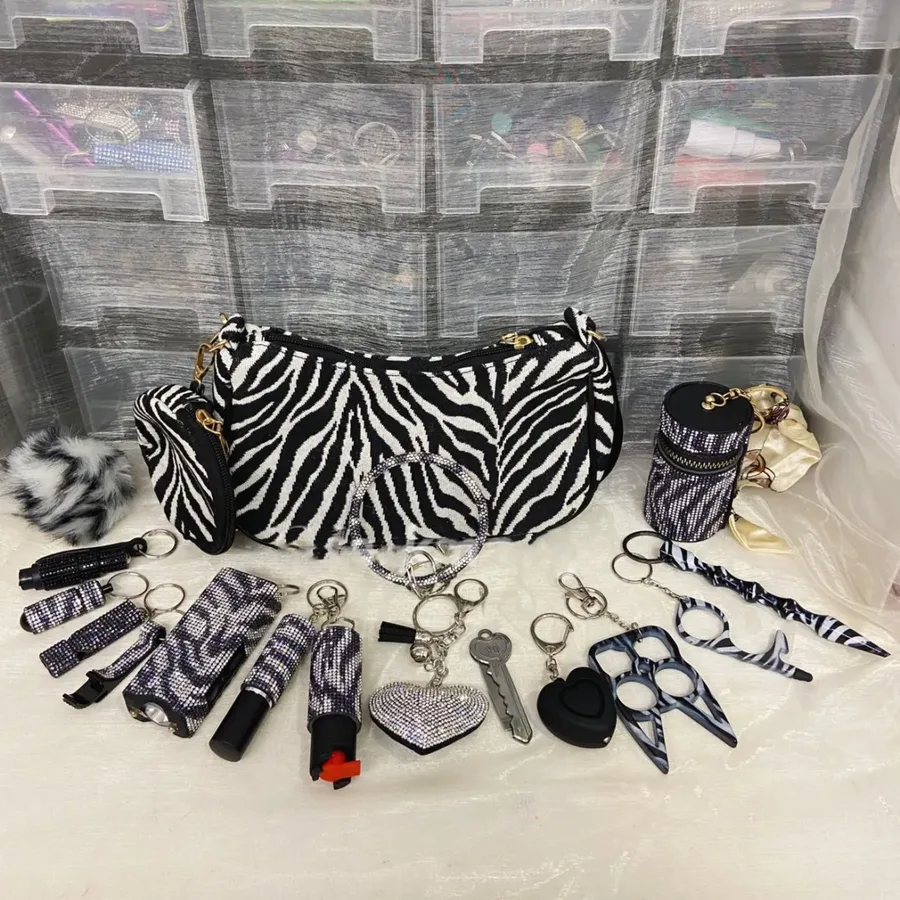 17-Piece Zebra Self-defense Keychain Set