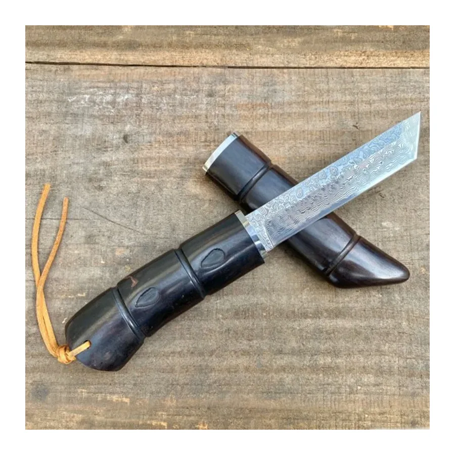 Damascus Knife With Wooden Case, Wilderness Hand-held Meat, Portable