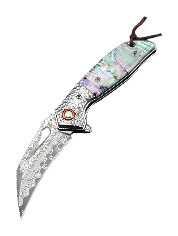 Damascus Swiss Knife Folding Knife Outdoor Fruit Knife Pocket Knife Camping Color Shell Folding Knife