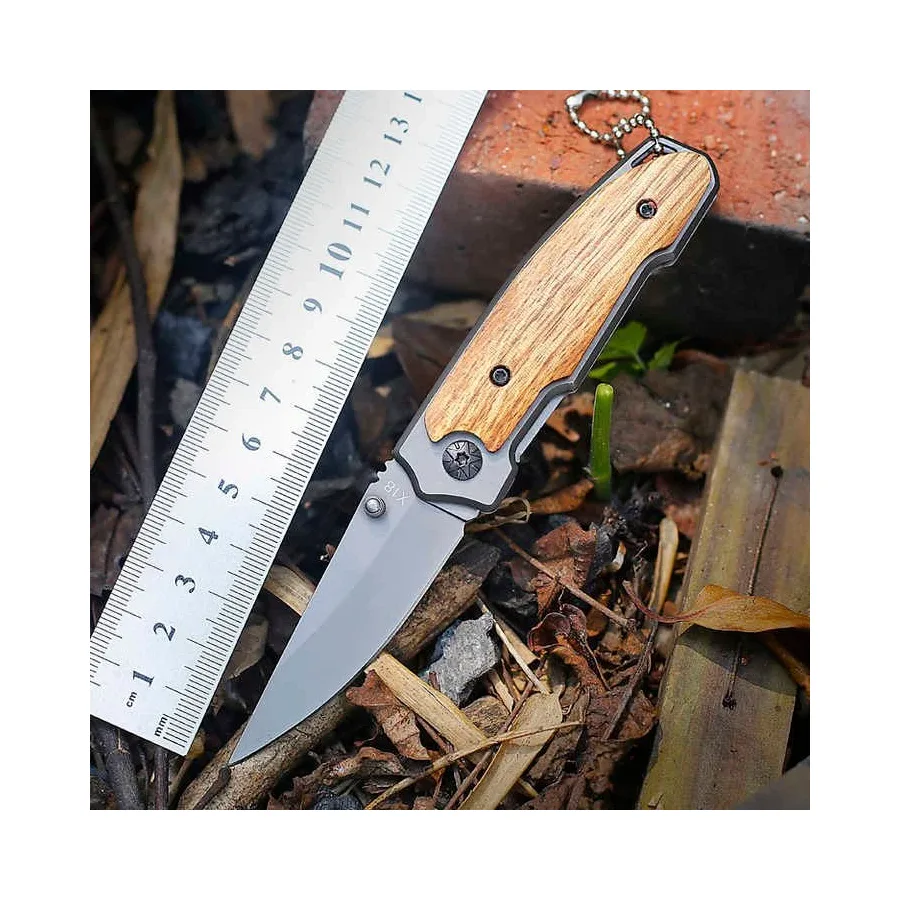 Outdoor Folding Knife With Wooden Handle