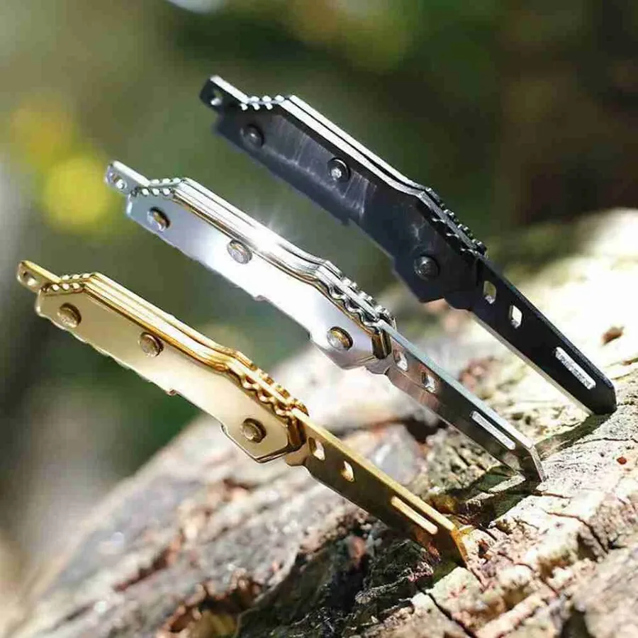 Cute Portable Mini Folding Knife Box Cutter Stainless Steel Camping Keychain Fixed Blade Knife Self-defense EDC Tools