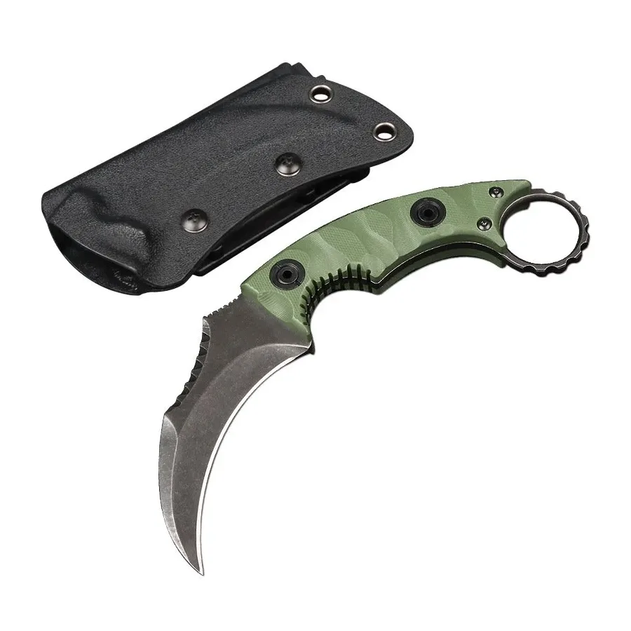 Karambit Knife Camping Survival Outdoor Knife Self-defense Straight Knife High Hardness Tactical Knife Integrated Claw Knife