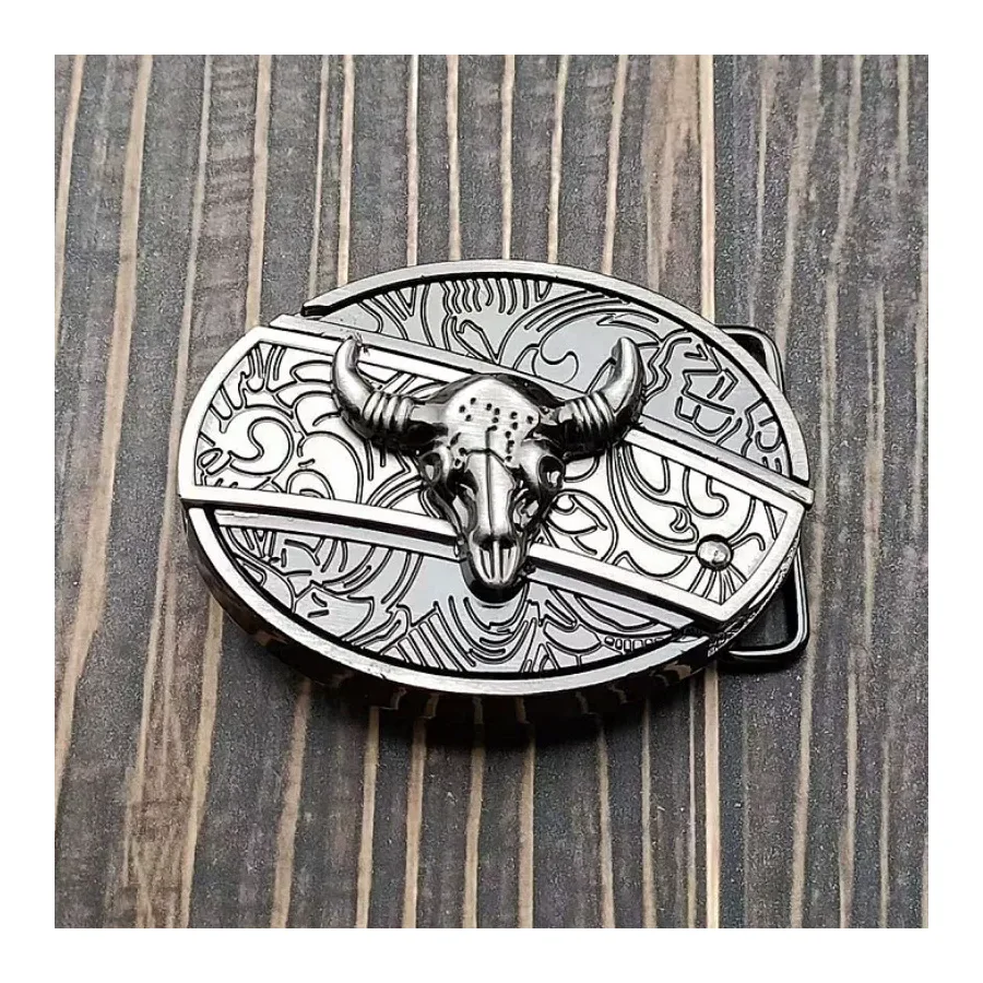 Bull Head Knife Belt Buckle Knife