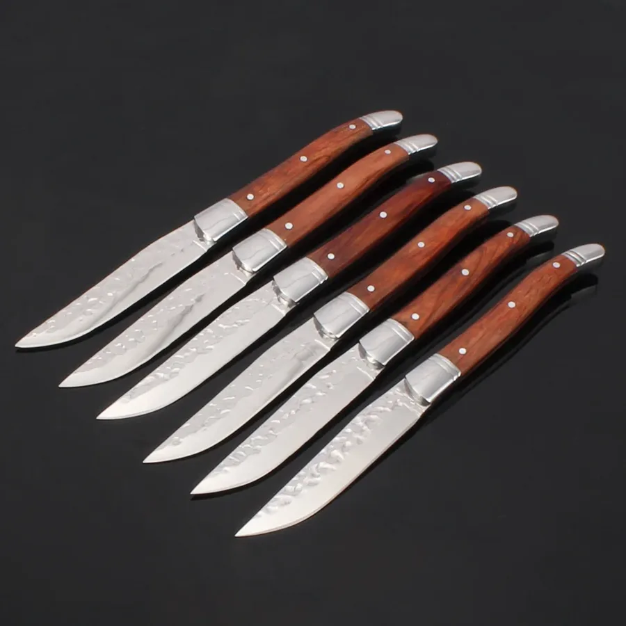 Laguiole Steak Knife – Stainless Steel Serrated Blade With High-grade Wooden Handle Design