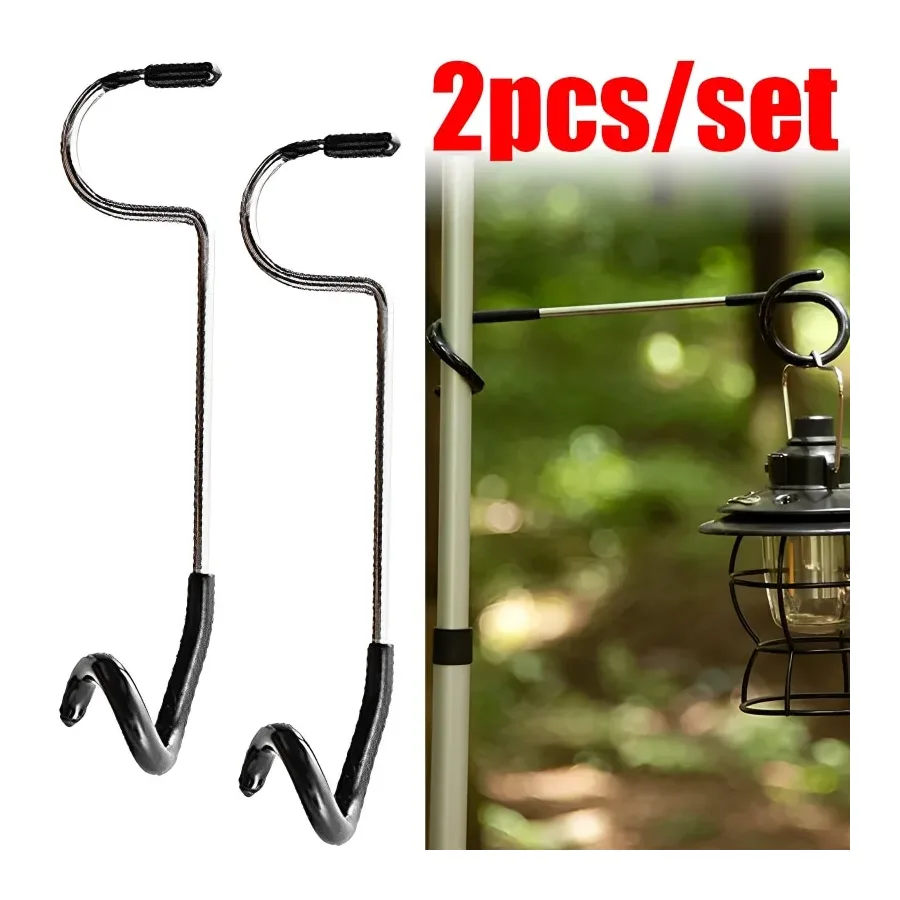 Stainless Steel Light Stand Holder Hooks Portable Tent Pole Lamp Hanger Hunting Fishing Lantern Hanger Outdoor Camping Tools