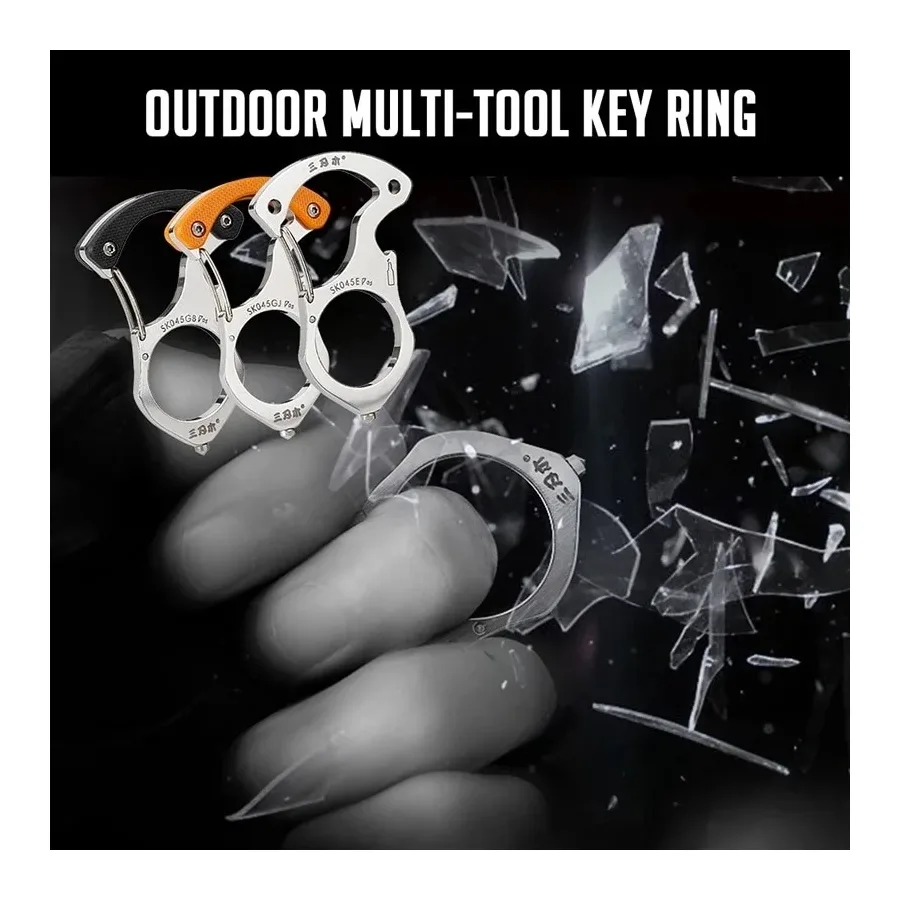 Carabiner Gadgets Brass Knuckles Survival Rings Multi-functional Self Defense Outdoor Tools EDC Keychain Protector Bottle Opener