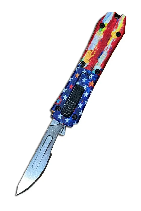Mini OTF Surgery Knife, Removable Blade,Pocket EDC Keychain Knives--sbm