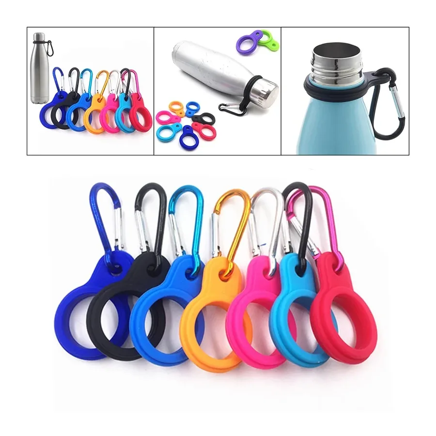 1pc High Quality Aluminum Sports Kettle Buckle Outdoor Carabiner Water Bottle Holder Rubber Buckles Hook Camping Hiking Tool