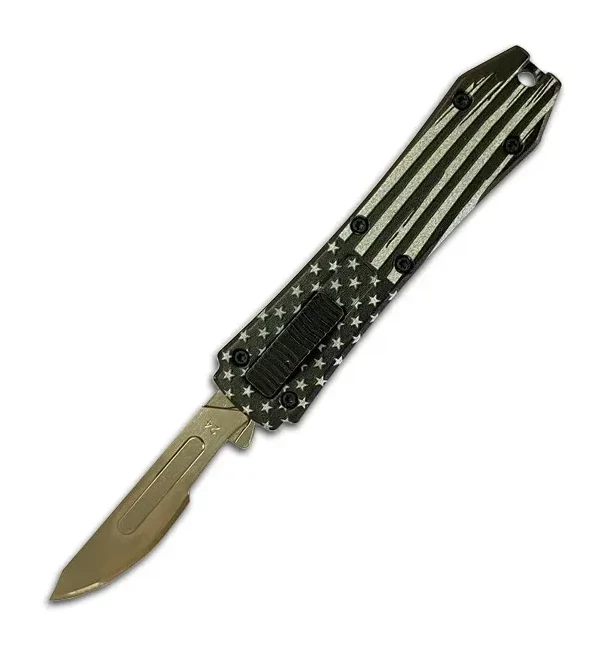 Mini OTF Surgery Knife, Removable Blade,Pocket EDC Keychain Knives--sbm